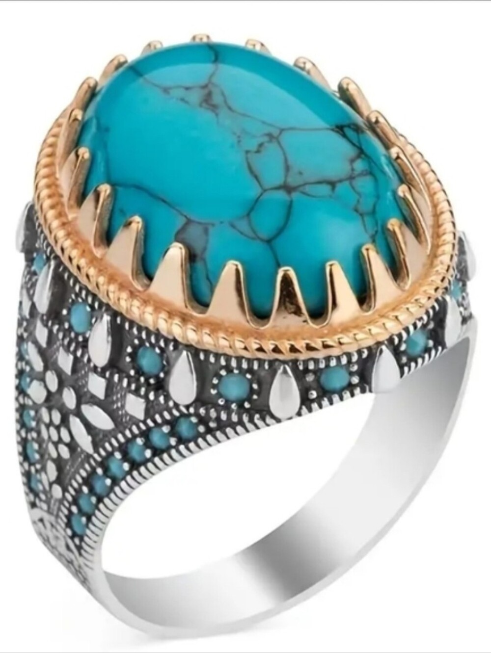 Retro Oval Turquoise Ring - Vintage-Inspired Statement Piece